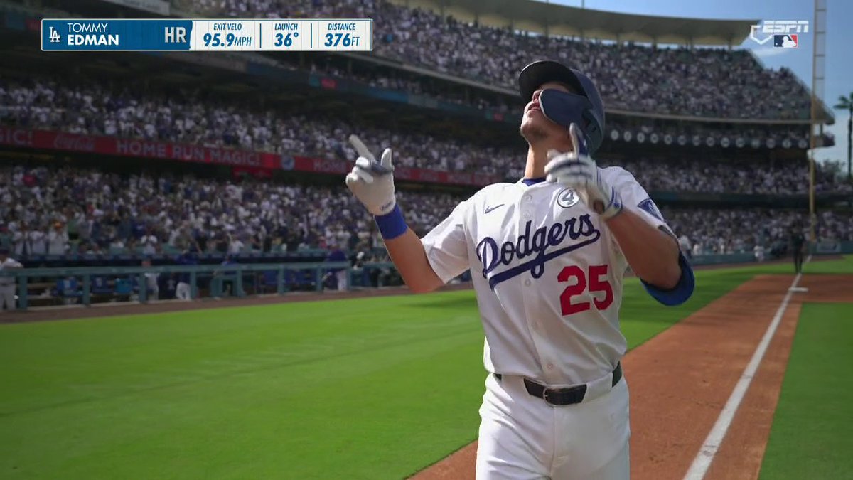 Tommy Edman ties up the game with a solo home run ๐ฅ Yankees-Dodgers on ESPN ๐ฟ