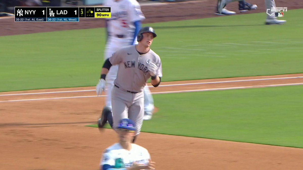 Yamamoto walks Aaron Judge and Ben Rice makes the Dodgers pay with a 425-foot home run 😳 The Yankees retake the lead over the Dodgers 👀