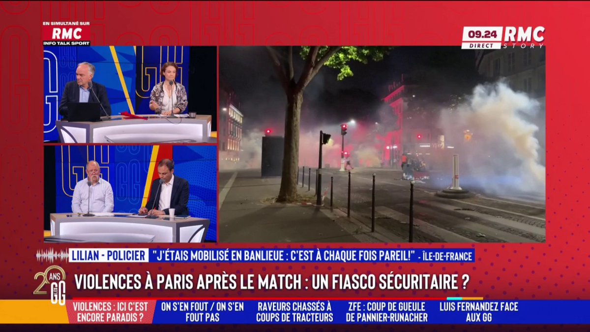 ⚽️ Les célébrations de la coupe d’Europe : un fiasco sécuritaire ? 📞 Lilian, policier : "Ça nous a rappelé la période des émeutes après Nahel... Dès qu'il y a quoi que ce soit qui peut leur permettre, aux jeunes de banlieue, d'aller piller, ils en profitent !" #GGRMC