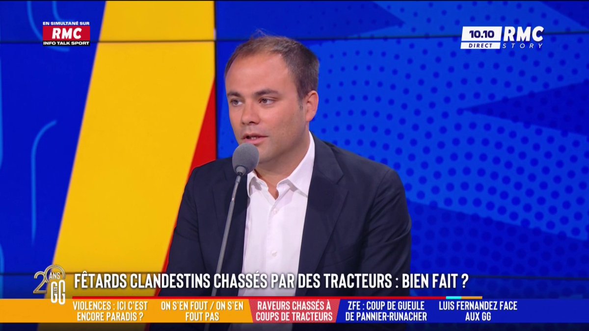 🎉 Des agriculteurs chassent les participants d’une Rave Party 🗣️ Charles Consigny : "Je suis en soutien avec les agriculteurs ! On en a un peu soupé des punks à chien et autres électeurs LFI qui n'ont rien d'autre à faire que de prendre des ecstasys en plein air..." #GGRMC