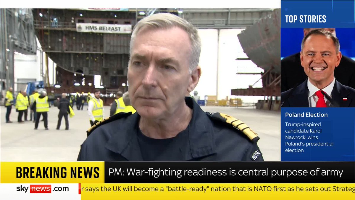 'This is about increased spending, greater ambition - and my job is to deliver on that.' Chief of the Defence Staff, Sir Chief of the Defence Staff 🇬🇧 , calls Keir Starmer’s plan "a welcome day for defence" and says the focus now is on delivery. 📺 Sky 501 and YT
