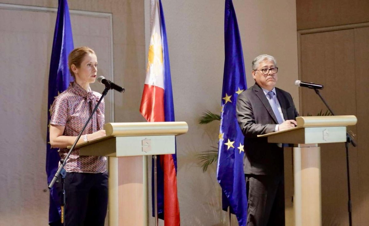 Today, we take the relationship with the Philippines to another level Our new Security and Defence Dialogue will deepen our cooperation in areas, such as maritime security, cyber security, foreign information manipulation and crisis response. Press conference with @SecManalo ↓