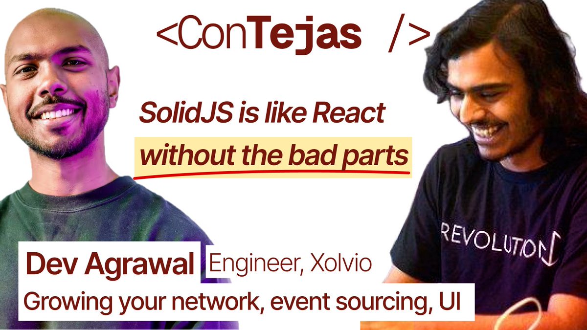 NEW on ConTejas Code Podcast: Dev Agrawal talks about ◆ How to become well known as a teach speaker ◆ Event sourcing and how to do it well ◆ SolidJS and how it works Links in reply.