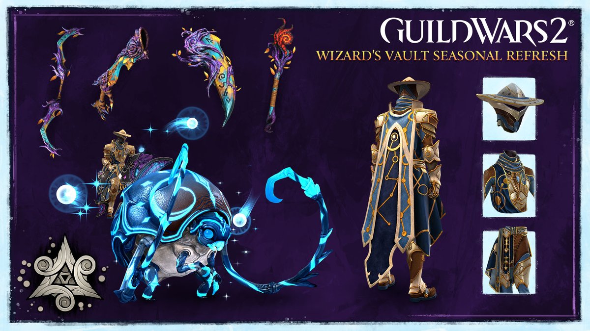 The Wizard’s Vault rewards have shuffled again! ✨ New treasures await! 🛞⚔️. Spend your Astral Acclaim fantastically. #GW2 #JanthirWilds