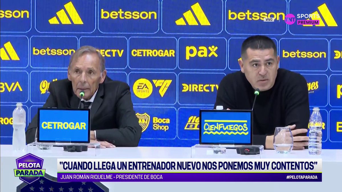 "CUANDO LLEGA UN ENTRENADOR NUEVO NOS PONEMOS MUY CONTENTO. HOY TENGO MUCHA FELICIDAD" Juan Román Riquelme en la presentación de Miguel Russo como DT de Boca
