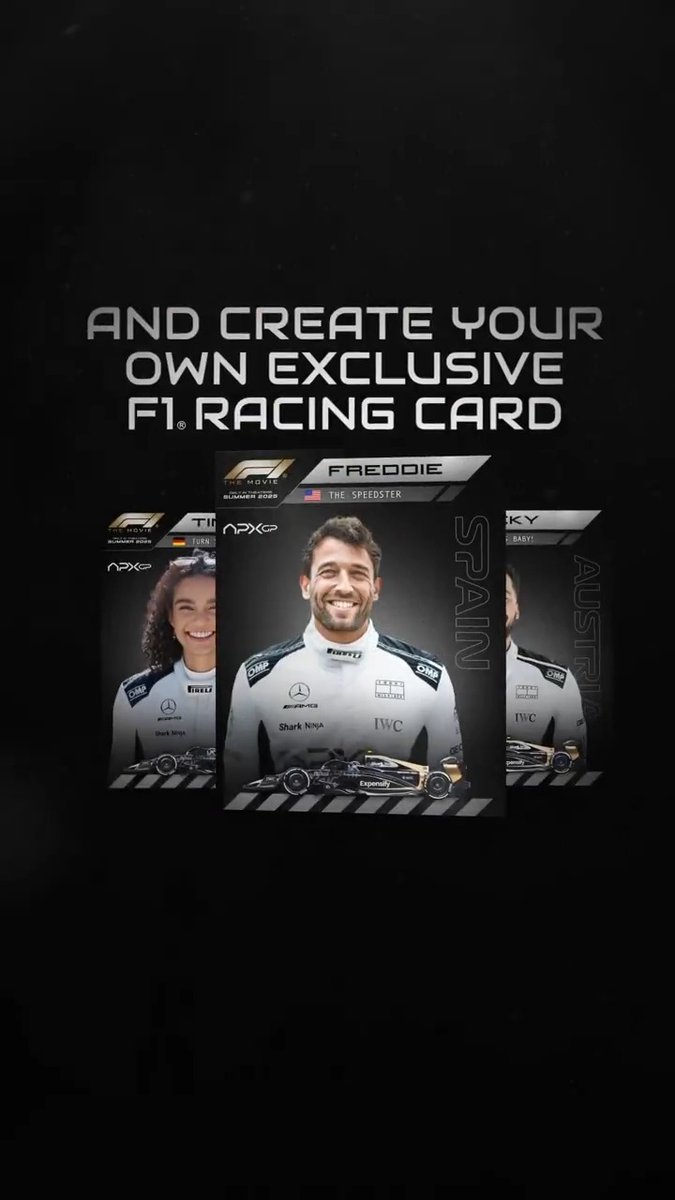 Become the newest member of Team APXGP! Take a selfie to generate your exclusive #F1TheMovie digital trading card. Buy tickets to #F1TheMovie through @fandango for a premium card! Only in theaters June 27.