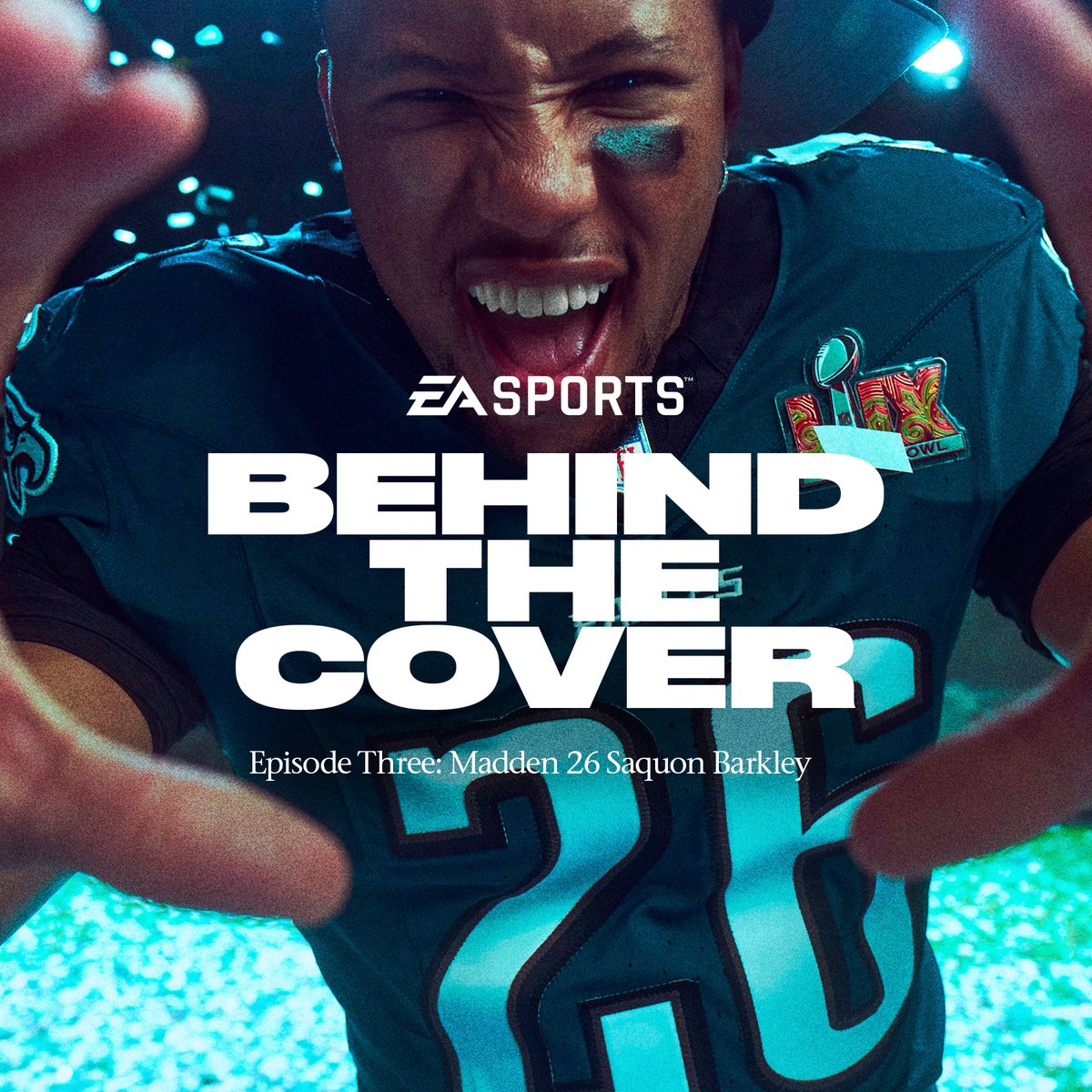 Behind the scenes with Saquon Barkley at the #Madden26 cover shoot after a season for the history books 🏆🔥 #BehindTheCover #ItsInTheGame