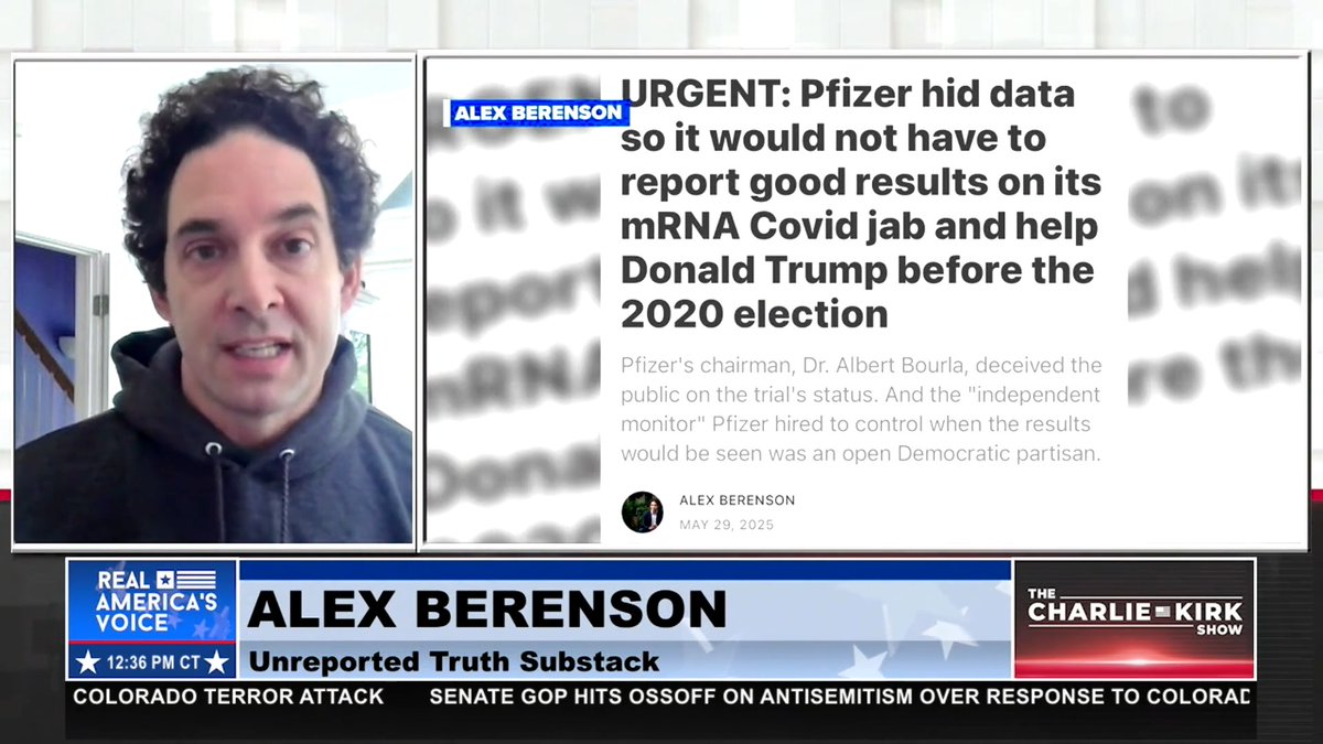 PFiZER INTERFERED WITH THE 2020 ELECTION BY WITHHOLDING THEIR RESULTS OF THE MRNA VACCINE CLINICAL TRIAL Alex Berenson joins Charlie Kirk to discuss what he’s uncovered.