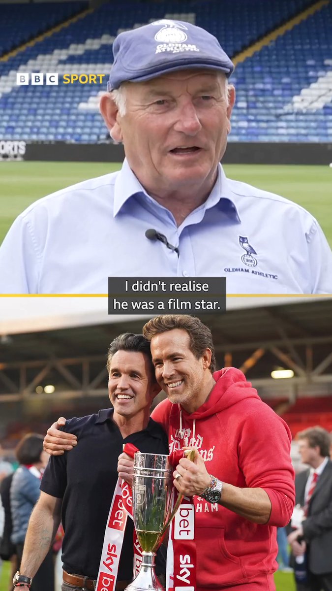 "I didn't know he was a film star... I thought he was a butcher!" 😅 Meet Frank Rothwell, the legendary owner (and great singer) of newly-promoted Oldham Athletic. 🎶 #BBCFootball #OAFC
