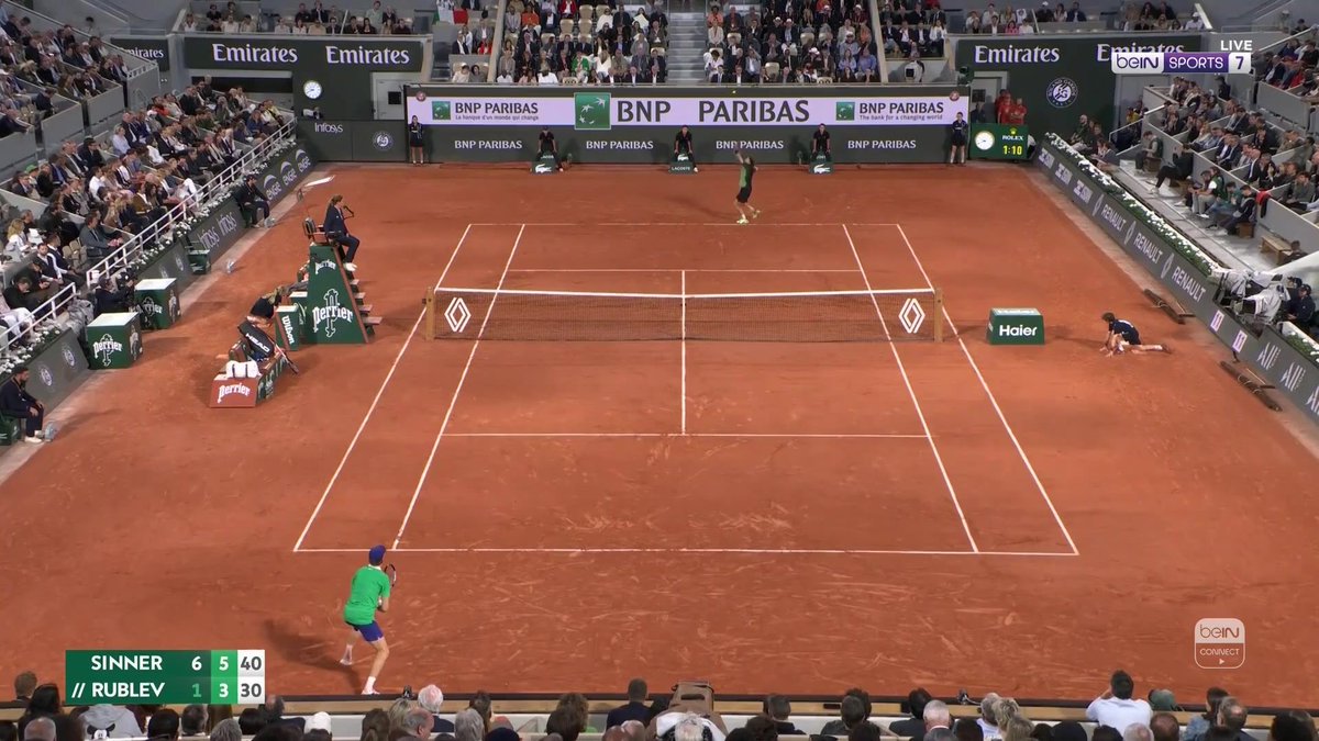 يانيك سينر يفوز بالمجموعة الثانية على آندريه روبليف🎾 #رولان_غاروس #RolandGarros