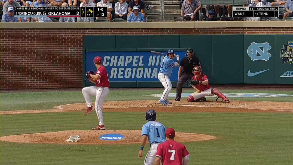 WARNING ⚠️ Hot bats at the Chapel Hill regional! #RoadToOmaha x 🎥 ESPNU / Carolina Baseball