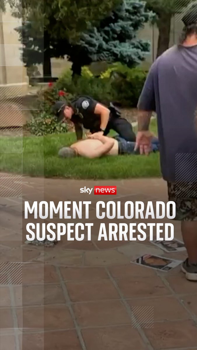 Footage shows the moment a suspect was arrested after a petrol bomb attack at a Israeli hostages rally in Boulder, Colorado.