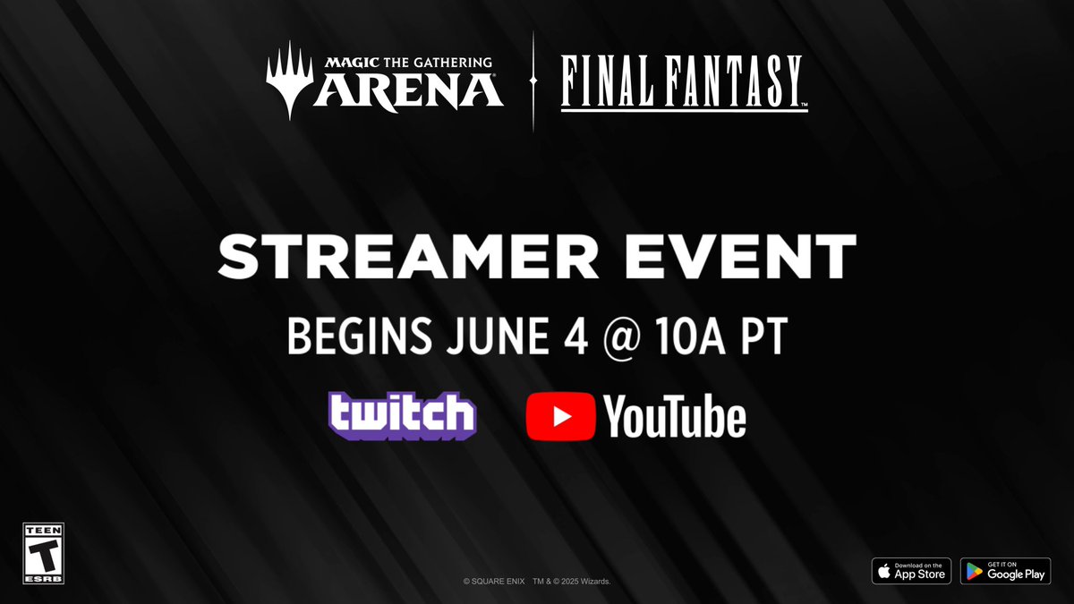 The #MTGxFINALFANTASY Streamer Event is a couple days away! We'll see you June 4 at 10am PT.