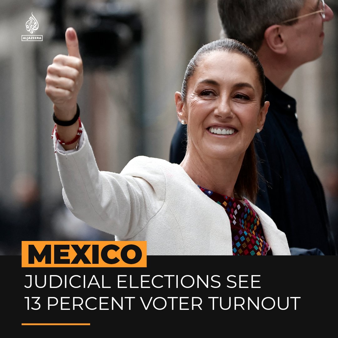 Mexican President Claudia Sheinbaum called the country’s first-of-its-kind judicial elections a “total success,” despite only 13% of eligible voters casting ballots.