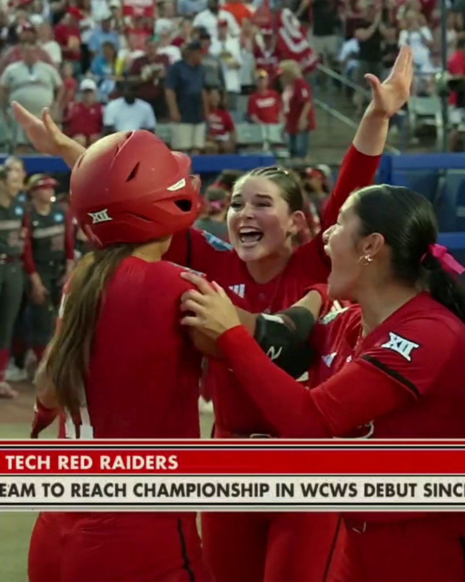 TEXAS TECH WILL PLAY FOR A NATIONAL TITLE‼️ The Red Raiders beat No. 2 Oklahoma to punch their ticket to the #WCWS championship series 🏆