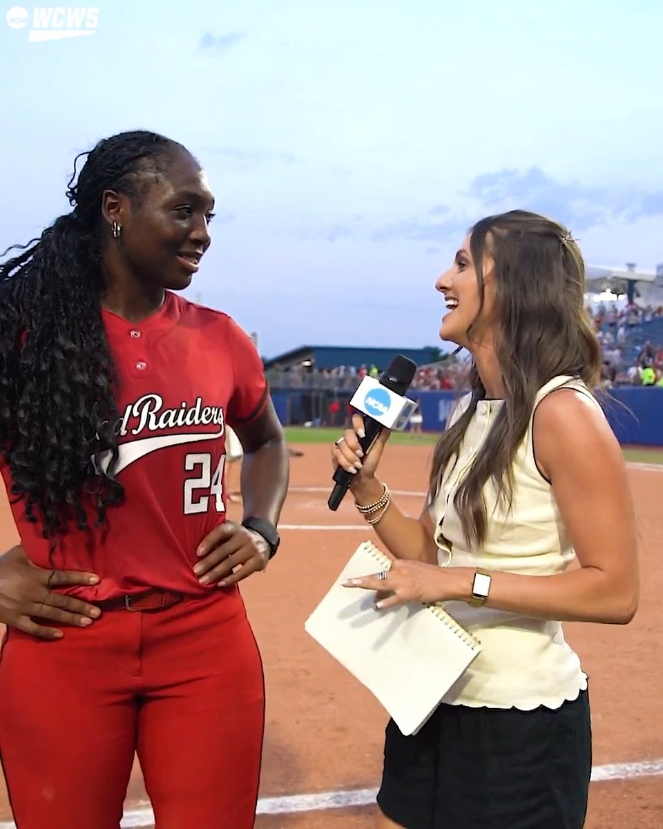 "I just wanted to play for a National Championship, so I'm gonna leave it on the field." NiJaree Canady is with Michella Chester after leading Texas Tech Softball to its first ever #WCWS finals.