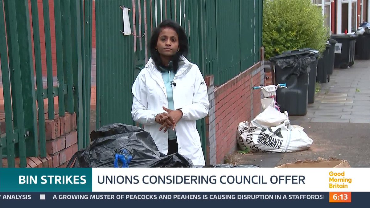 Bin collection strikes in Birmingham may be inching closer to a resolution as unions are said to be considering a written offer from the city council. Residents are now entering the 13th week of bin bags piling up, overwhelming smells and rat infestations. Nitya Rajan reports.