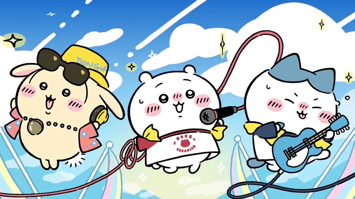 ╭━━━━━━━━━━╮ 🎵音楽フェス衣装🎵 登場✨ ╰━ｖ━━━━━━━━╯ 音楽フェステーマの衣装を着た ちいかわたちが新登場🎸 アプリにログインしてチェックしてみてくださいね✨ #ちいぽけ #ちいかわぽけっと #ちいぽけ音楽フェス