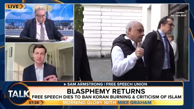 Sam Armstrong from the Free Speech Union says the conviction of a man for burning a Koran, was "the most transparent act of two-tier justice I've ever had the misfortune to witness." Mike Graham 🇬🇧
