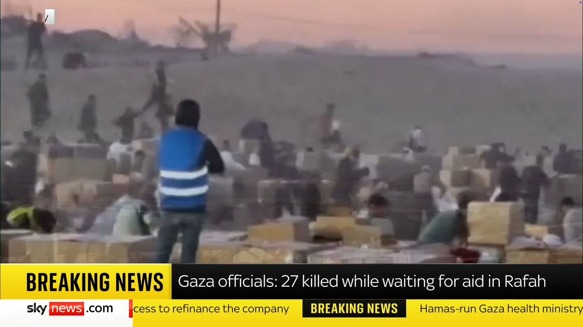 24 Palestinians have been killed by Israeli fire while waiting for aid in Rafah, according to Gaza’s Hamas-run health ministry. The IDF says shots were fired after individuals approached in a way that “posed a threat.” Dominic Waghorn reports.