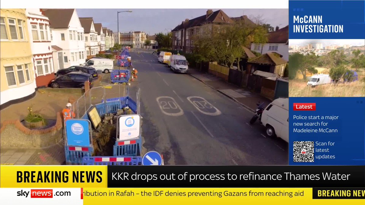 BREAKING: KKR has pulled out of the refinancing process for Thames Water. The company will now pursue an alternative plan proposed by its creditors to reduce its debt levels. Paul Kelso has the latest. 📺 Sky 501, Virgin 602, Freeview 233 / YT