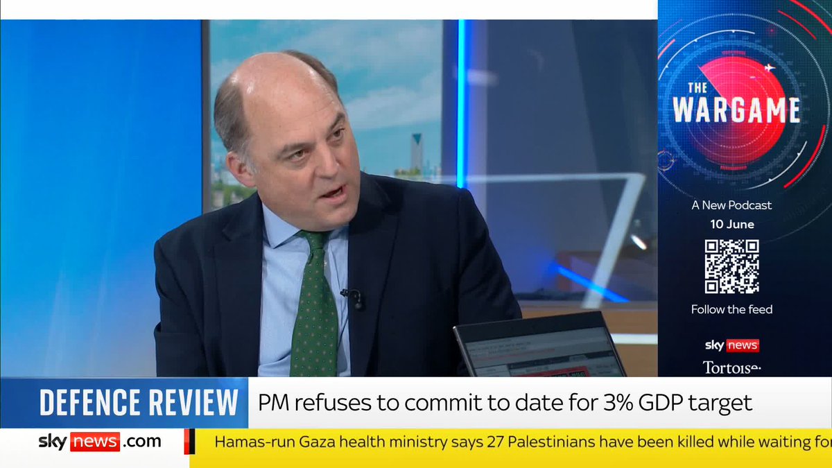 "If you're going to spend money on defence you either cut something else or you put up taxes," says Former Conservative Defence Secretary Sir Rt. Hon Ben Wallace. 📺 Sky 501, Virgin 602, Freeview 233 and YouTube