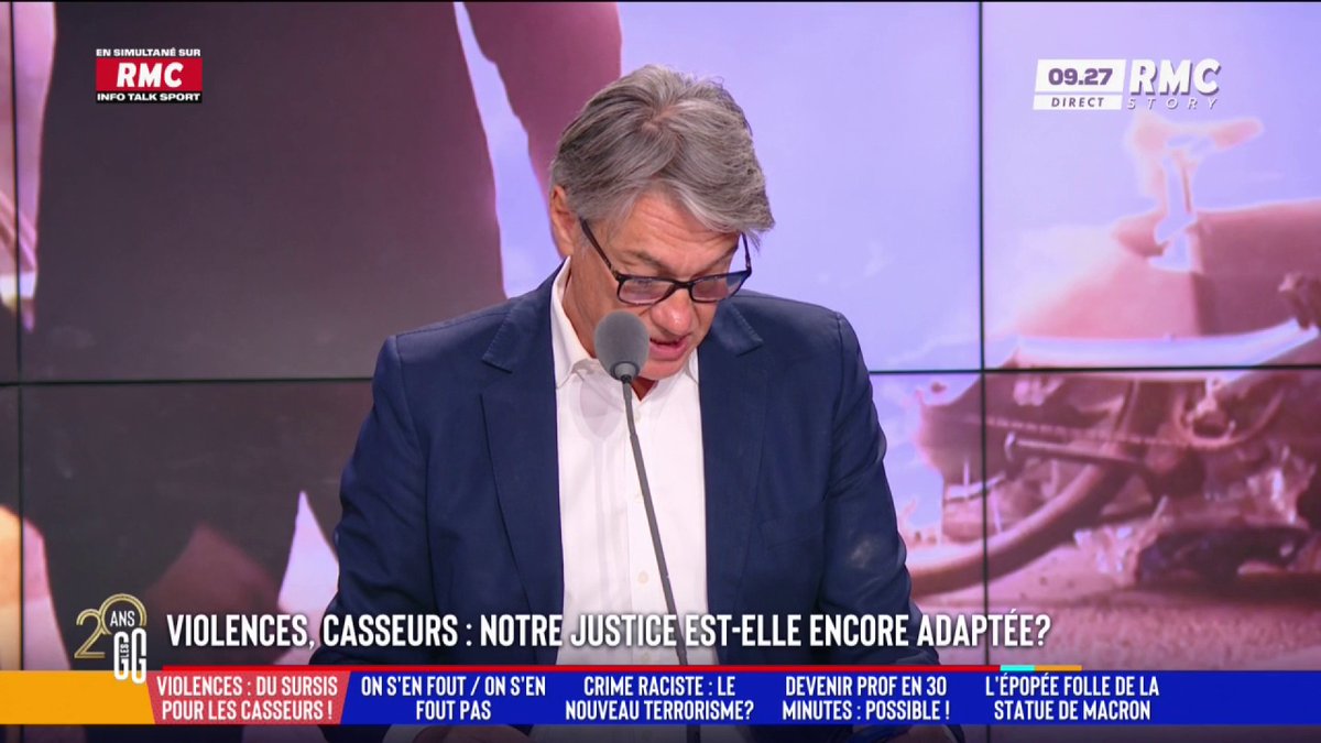 ⚖️ Violences PSG 🗣️ Alain Marschall : "Bayo, 22 ans, qui dit : "Je ne visais pas le policier en lui-même ! C'est une grossière erreur..." Et la présidente lui dit : "Vous avez une vie qui fait que vous n'avez rien à faire dans un box du tribunal." 8 mois avec sursis..." #GGRMC