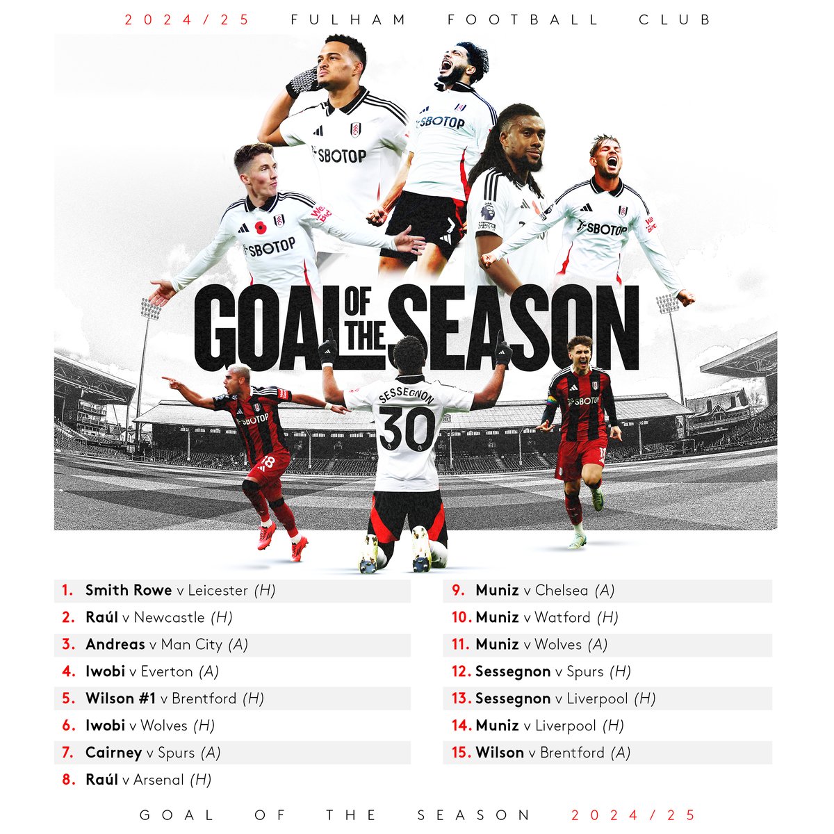 15 super strikes to choose from. 🚀 Your 2024/25 Goal of the Season contenders.