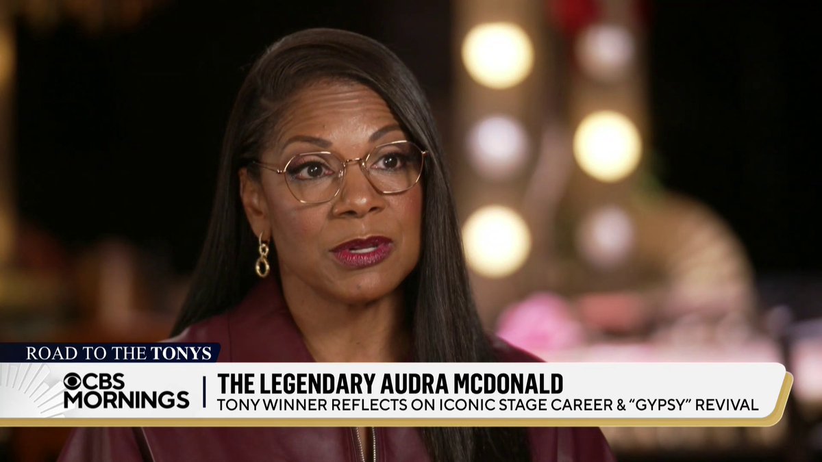 If Audra McDonald wins at the #TonyAwards this Sunday, she will break her own, currently tied record as the performer with the most Tonys ever. McDonald, who is starring in Gypsy on Broadway, told Gayle King about being the first Black woman to portray Mama Rose on Broadway, how she feels about being called a legend and what theater meant to her growing up: “I had music in my heart. And so once I found theater, it was like, I have a place to put my big feelings now.”