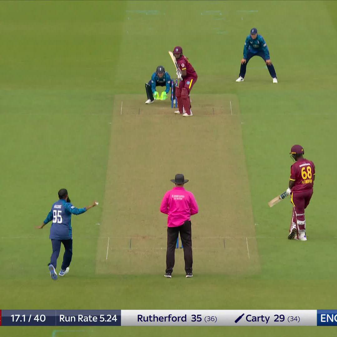 Dragged on! Adil Rashid has our first after the rain delay 🥳