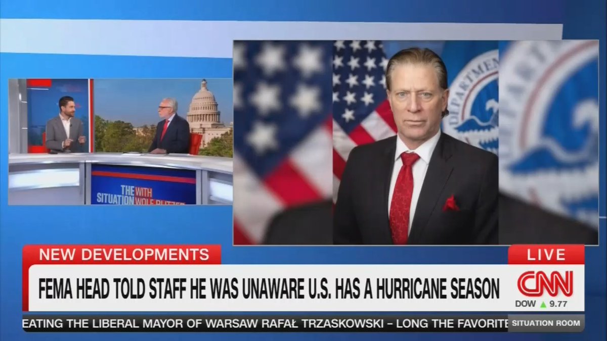 Host: Some FEMA staff in that briefing yesterday, couldn't tell if FEMA's new acting administrator was kidding or if he was saying that he was unfamiliar with hurricane season before taking this new job. When he was put in charge, he had no prior experience managing natural disasters