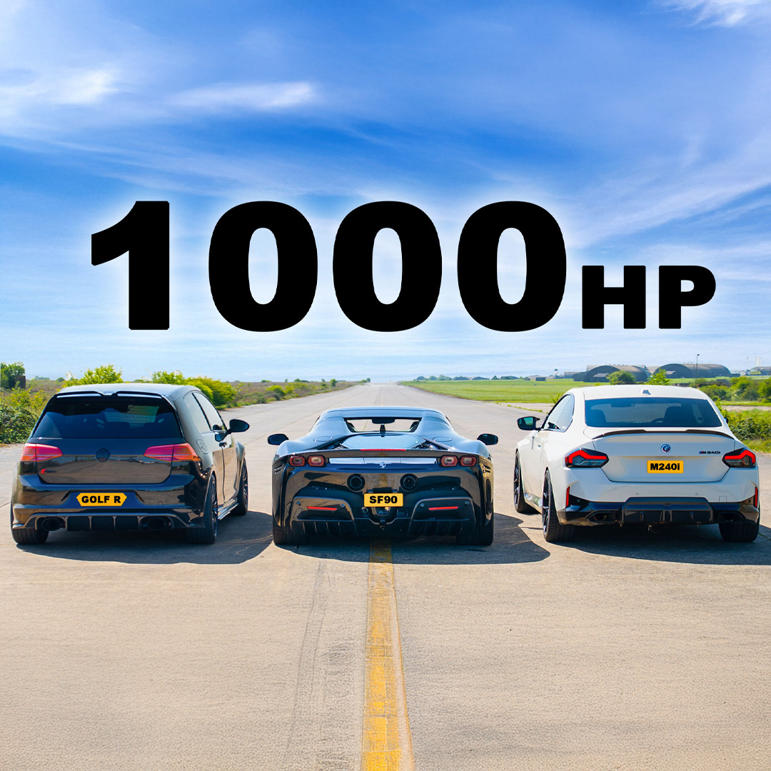 Is the mighty SF90 safe against a 1,000hp Golf and M240i? 👀