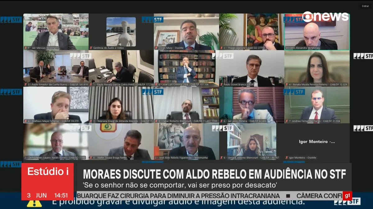 Alexandre de Moraes repreende ex-ministro Aldo Rebelo e o ameaça de prisão em depoimento. “Se o senhor não se comportar, vai ser preso por desacato”, disse o ministro do STF. #Estúdioi ➡ Assista à #GloboNews:
