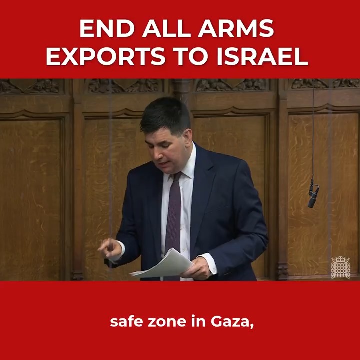 The UK must stop arming Israel - and should have done a long time ago. That must include UK-made parts for the F35 jets that have relentlessly bombed Gaza. In Parliament, I demanded an end to this shameful complicity in Israeli war crimes.