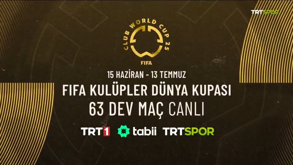 Futbolseverler ekran başına! 🤩 🇹🇷 Milli futbolcularımızın da sahne alacağı FIFA Kulüpler Dünya Kupası yeni formatıyla ilk kez düzenleniyor heyecan TRT ekranlarında yaşanıyor! 😍 📅 15 Haziran - 13 Temmuz 📺 TRT 1 &amp; TRT Spor &amp; tabii
