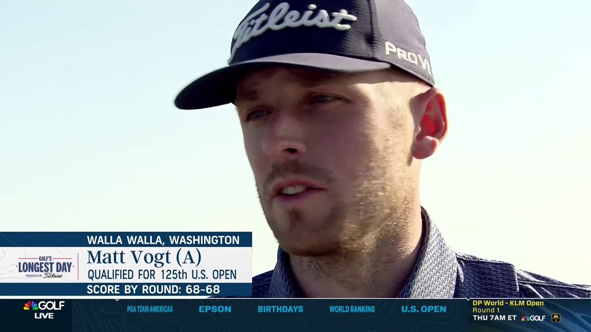 🚨🦷🎟️ #EMOTIONAL MOMENT — Matthew Vogt, a dentist from Pennsylvania who used to caddie at Oakmont qualified for The U.S. Open on golf’s longest day. He has punched his ticket.