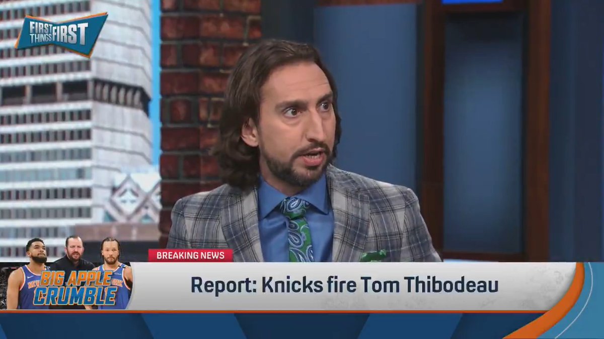 .nick wright shares his instant reaction to the Knicks firing their HC: “They planned to fire Tom Thibodeau and they were not gonna let what was a surprising playoff run change their mind. It can’t be because they underachieved in the playoffs, it's not what happened.”