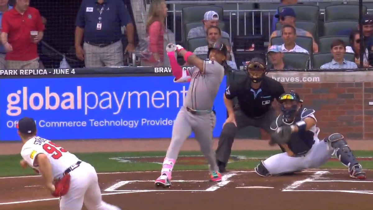 Ronald Acuña Jr. didn't even move on Ketel Marte's blast 😅