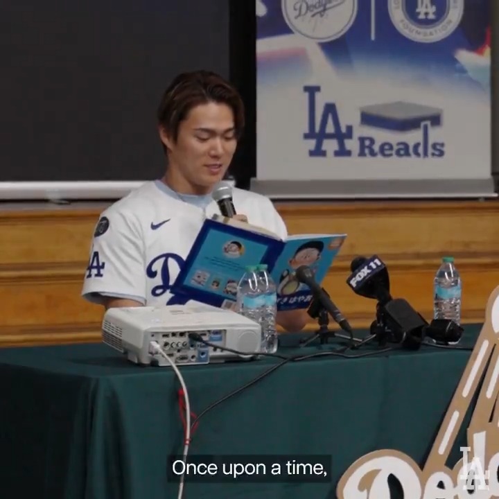 The Dodgers, Dodgers Foundation and Yoshinobu Yamamoto hosted a dual immersion Storytime and Q&A with Dunsmore Elementary School students. Yoshinobu read to over 200 students in Japanese in an effort to diversify literacy efforts and highlight the importance of cultural inclusion.