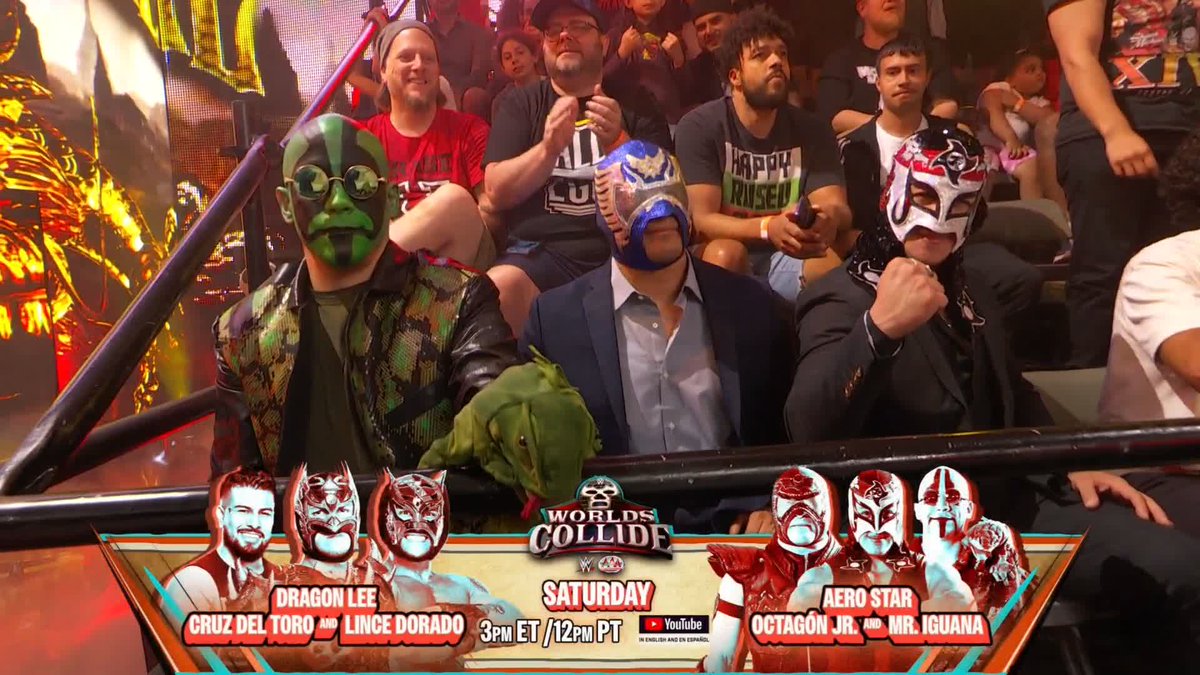 Mr. Iguana, Octagón Jr. y Aerostar de AAA se encuentran esta noche en #WWENXT 🔥