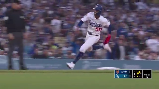 Freddie with the hit, Mookie with the wheels!