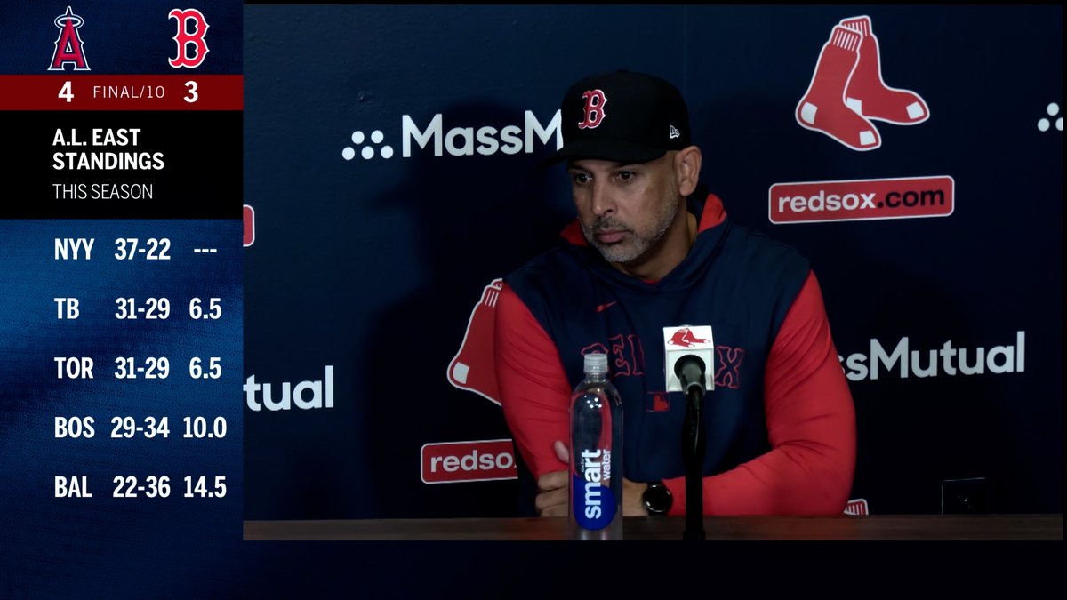 "We keep making the same mistakes. We're not getting better. At one point, it has to be on me, I guess — right? I'm the manager, so, you know, I gotta keep pushing them to be better. They're not getting better." Alex Cora voiced his frustration following tonight's loss.