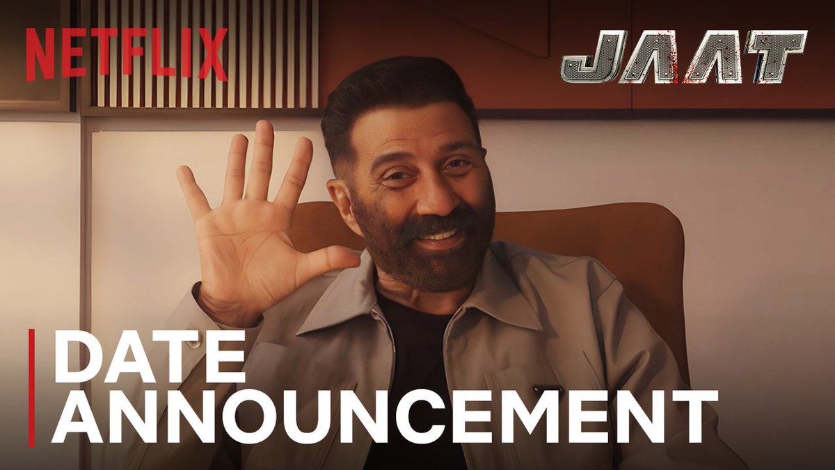 .Sunny Deol has a tareekh for you 🔥 Note kar lo, JAAT aa raha hai 😎🔥 Watch Jaat, out 5 June, in Hindi and Telugu, on Netflix. #JaatOnNetflix