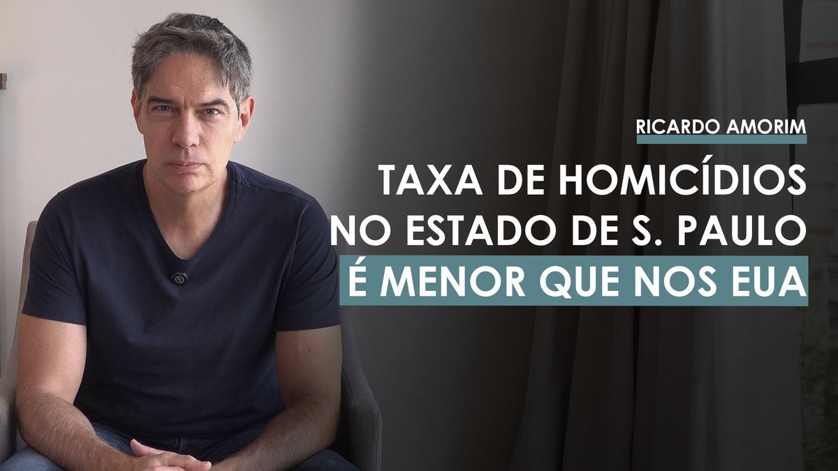 A taxa de homicídios no Estado de São Paulo caiu para 6,4 por 100 mil habitantes — abaixo da média dos EUA, que é 6,8. A percepção de que o Brasil só piora em segurança não é verdadeira. No Brasil como um todo, a taxa de homicídio vem caindo sistematicamente.