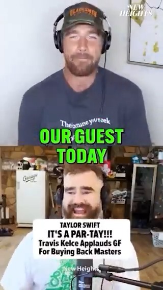 #TravisKelce celebrated #TaylorSwift's BIG milestone on the latest episode of him and #JasonKelce's podcast, #NewHeights -- with special guest #Shaq! 🎧🤩 Read the full story ➡️ 🎥: New Heights