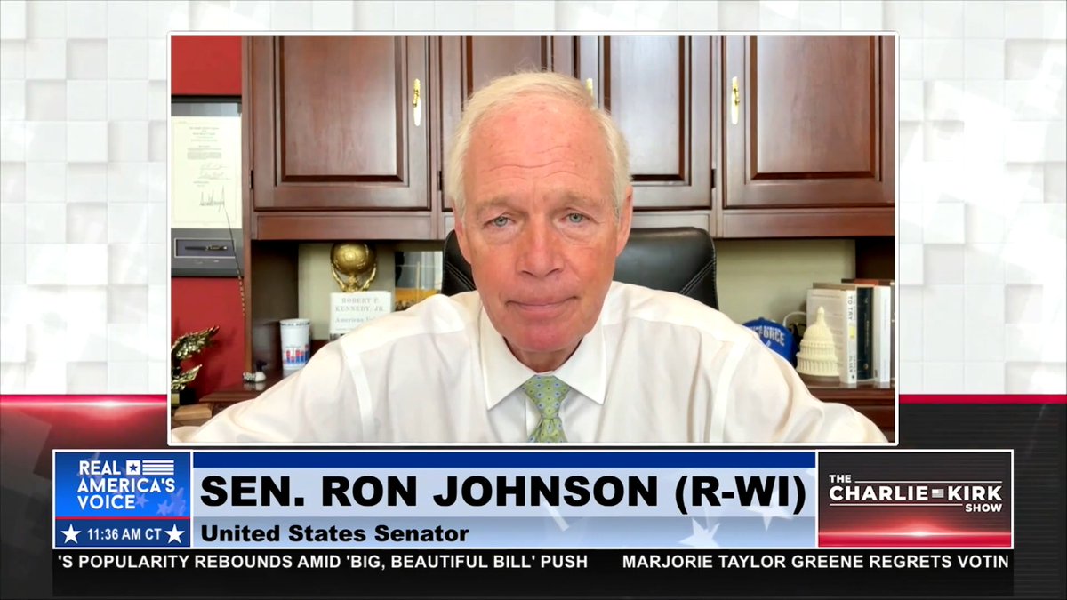 “WHEN YOU’VE GONE FROM $4.4T IN 2019 TO $7T, THERE IS LITERALLY HUNDREDS OF BILLIONS OF DOLLARS LURKING IN ALL THAT SPENDING THAT IF YOU ELIMINATE IT, NO ONE WOULD EVEN NOTICE IT, OTHER THAN THE GRIFTERS WHO ARE SUCKING DOWN THAT WASTE, FRAUD, AND ABUSE.” - Senator Ron Johnson Charlie Kirk