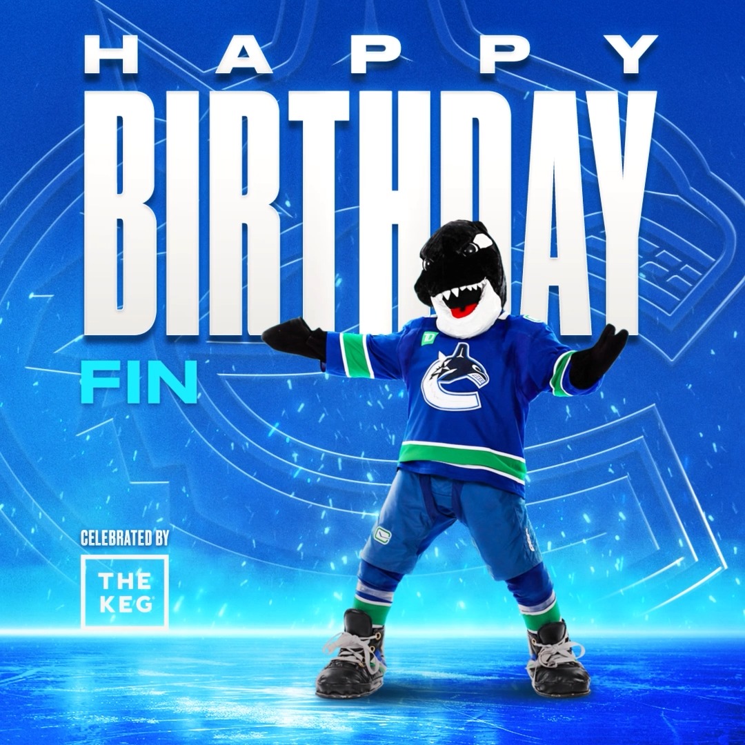 HAPPY BIRTHDAY TO FIN! 🎂 Join us in celebrating our favourite mascot, FIN's birthday! #Canucks | The Keg