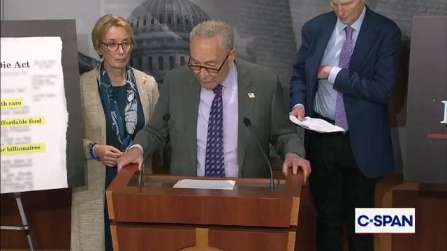 Sen. Chuck Schumer: “Death by a thousand paper cuts—that’s the intention of the Republican bill. And we all know one thing: Donald Trump is just lying about the bill.”