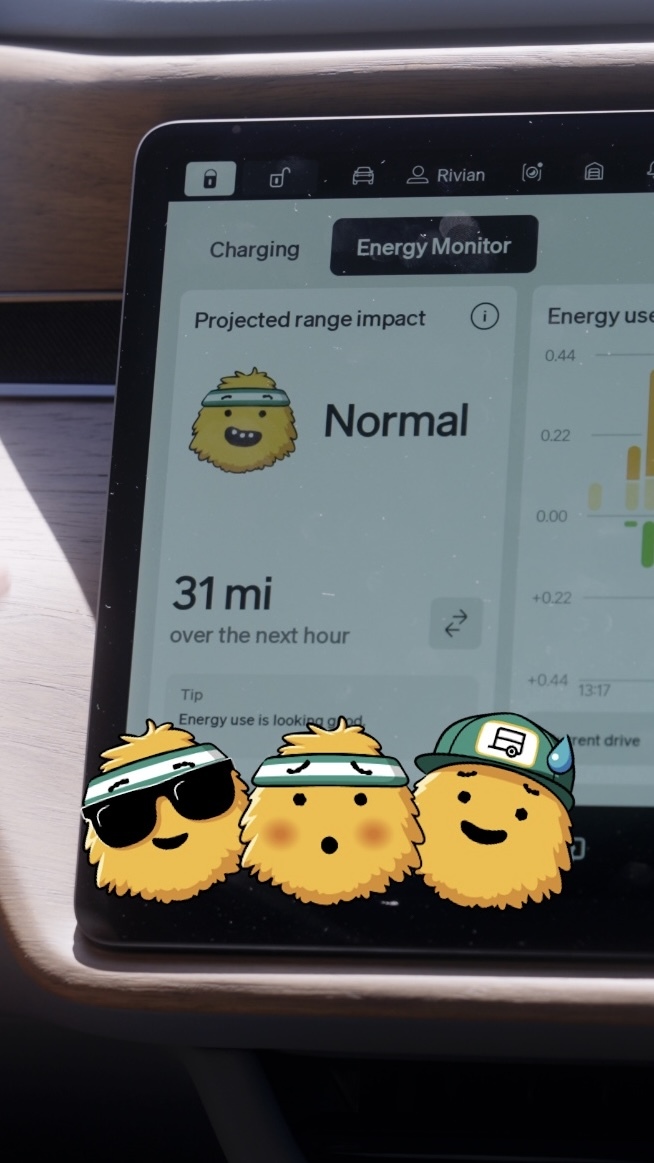 Powering your wander just got better. The all-new Rivian Energy App makes charging and planning effortless, with real-time insights and tips that adapt to your route, habits and terrain. It also adds on-demand battery preconditioning. Learn more: