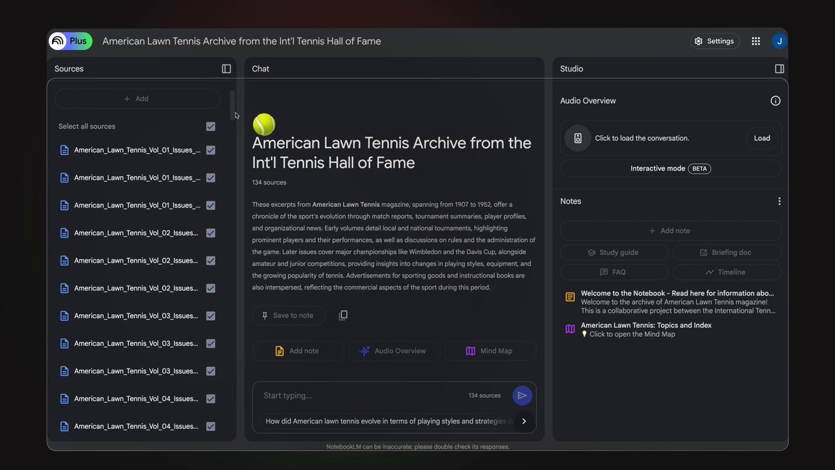 We LOVE all the incredible notebooks you've been sharing. Here is one of our earliest public notebooks made in partnership between Google Arts&Culture and the International Tennis Hall of Fame exploring the history of the beloved sport 🎾 It's an ace 😉